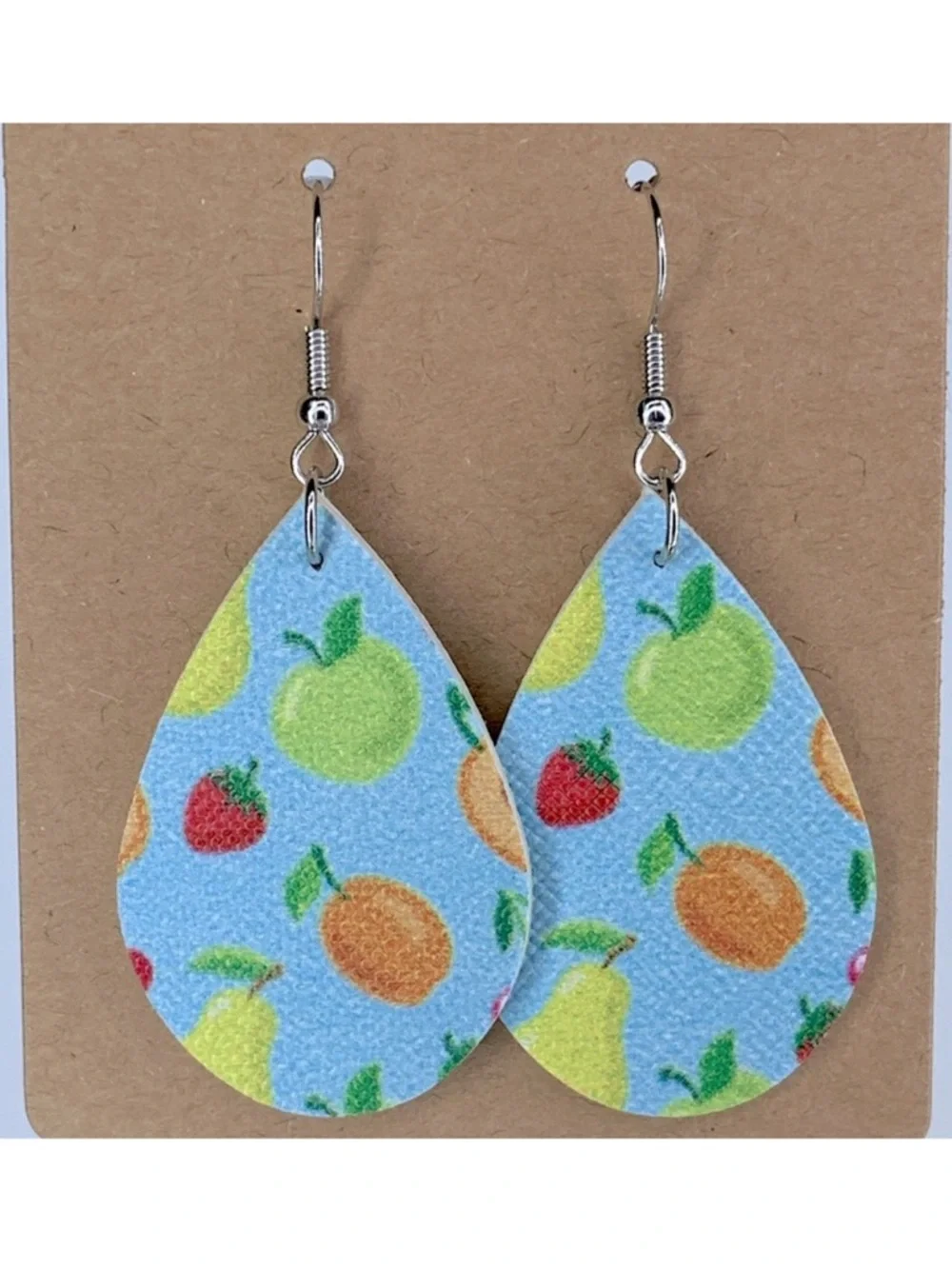 Mini Faux Leather Teardrop Earrings Fruit Fashion Jewelry